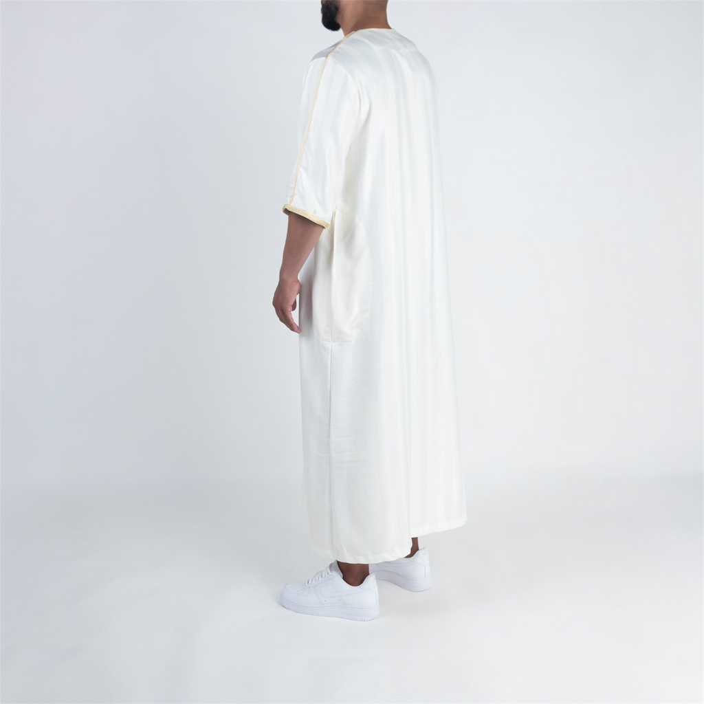 White & Gold Moroccan Thobe