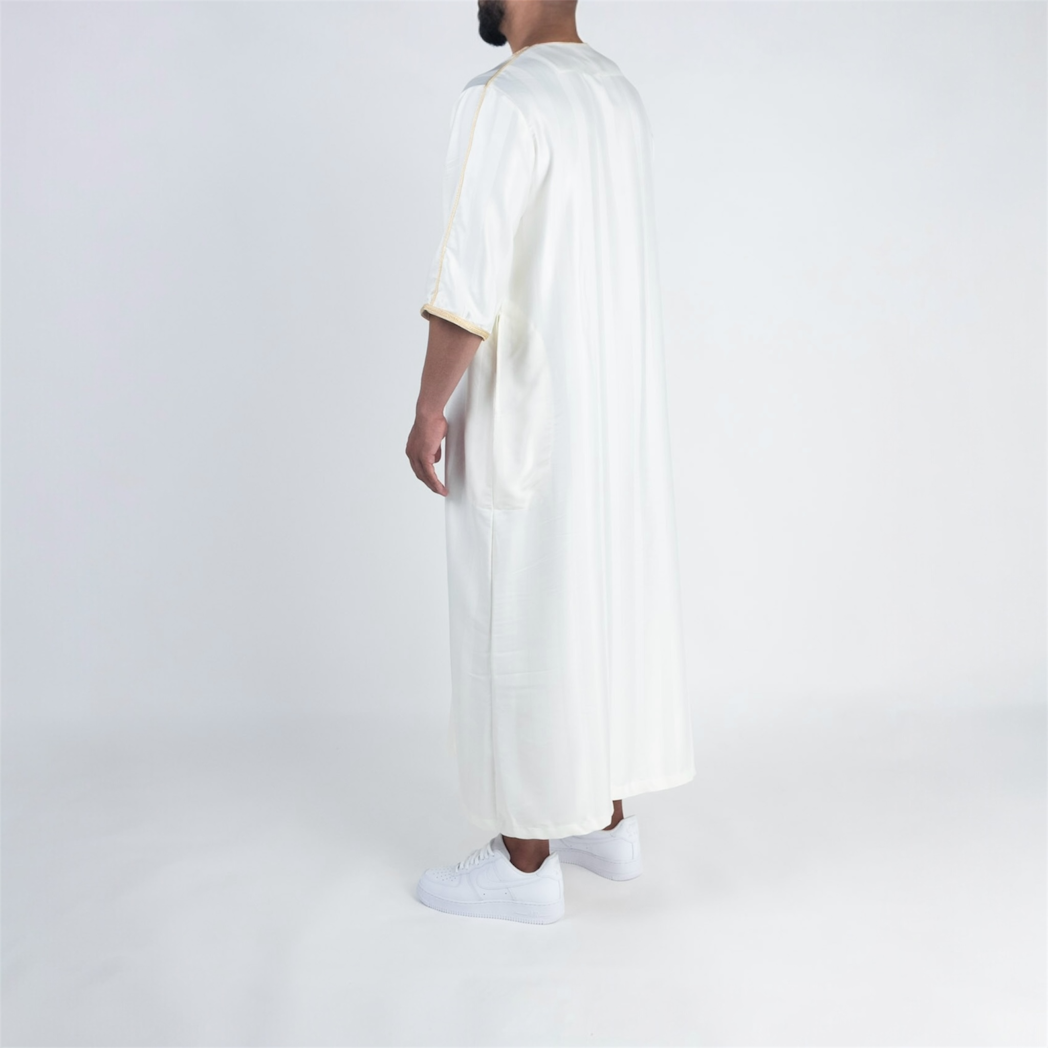 White & Gold Moroccan Thobe