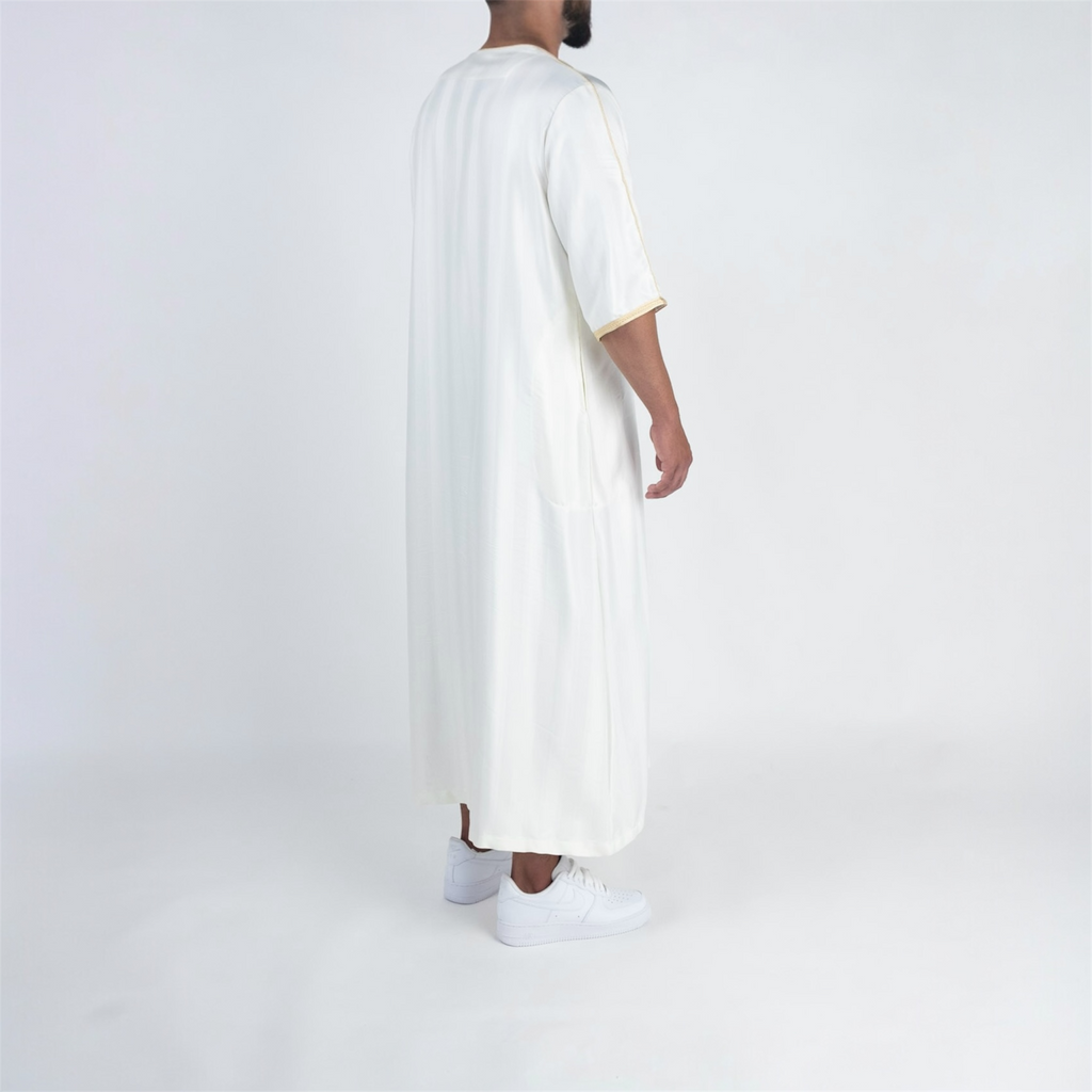 White & Gold Moroccan Thobe