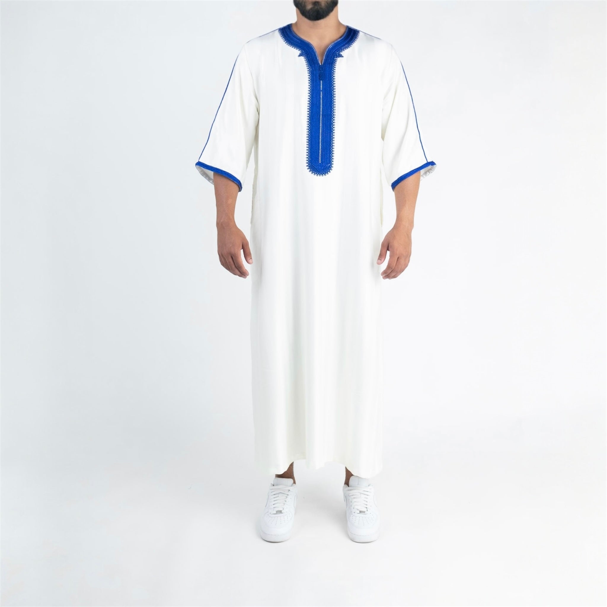 White & Blue Moroccan Thobe