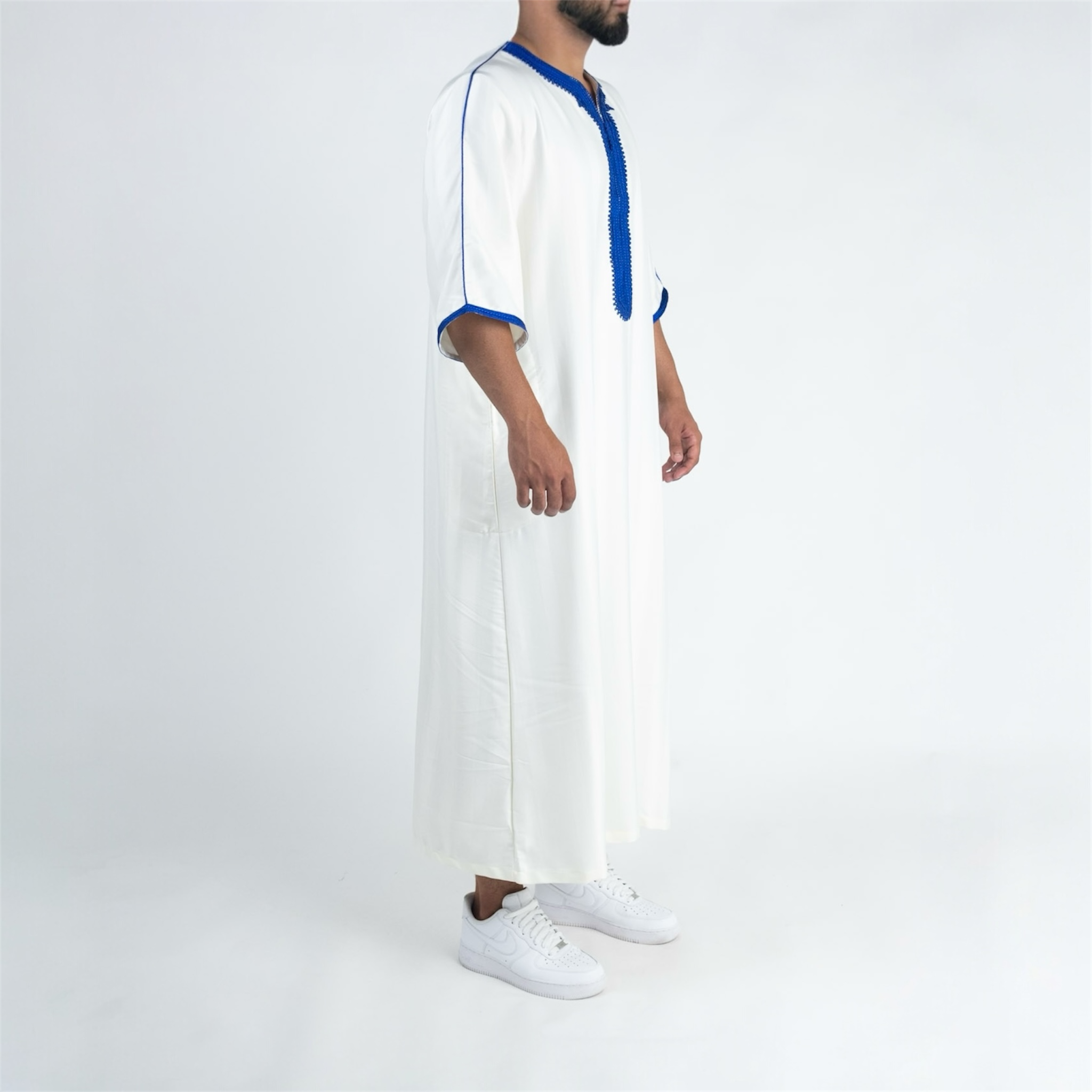 White & Blue Moroccan Thobe