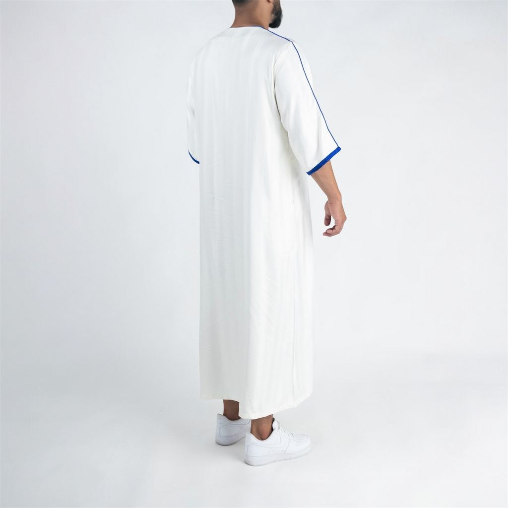 White & Blue Moroccan Thobe