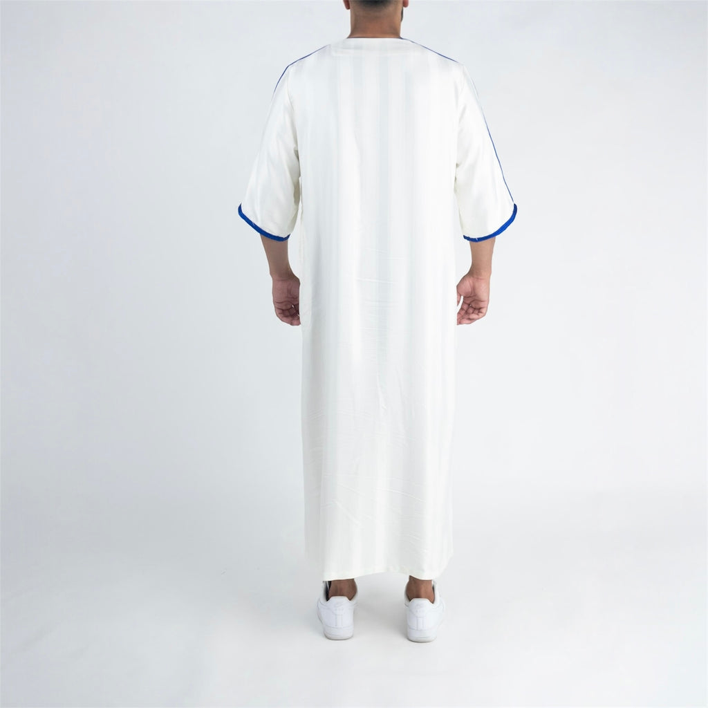 White & Blue Moroccan Thobe