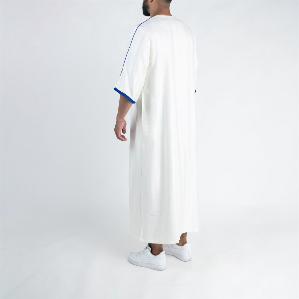 White & Blue Moroccan Thobe