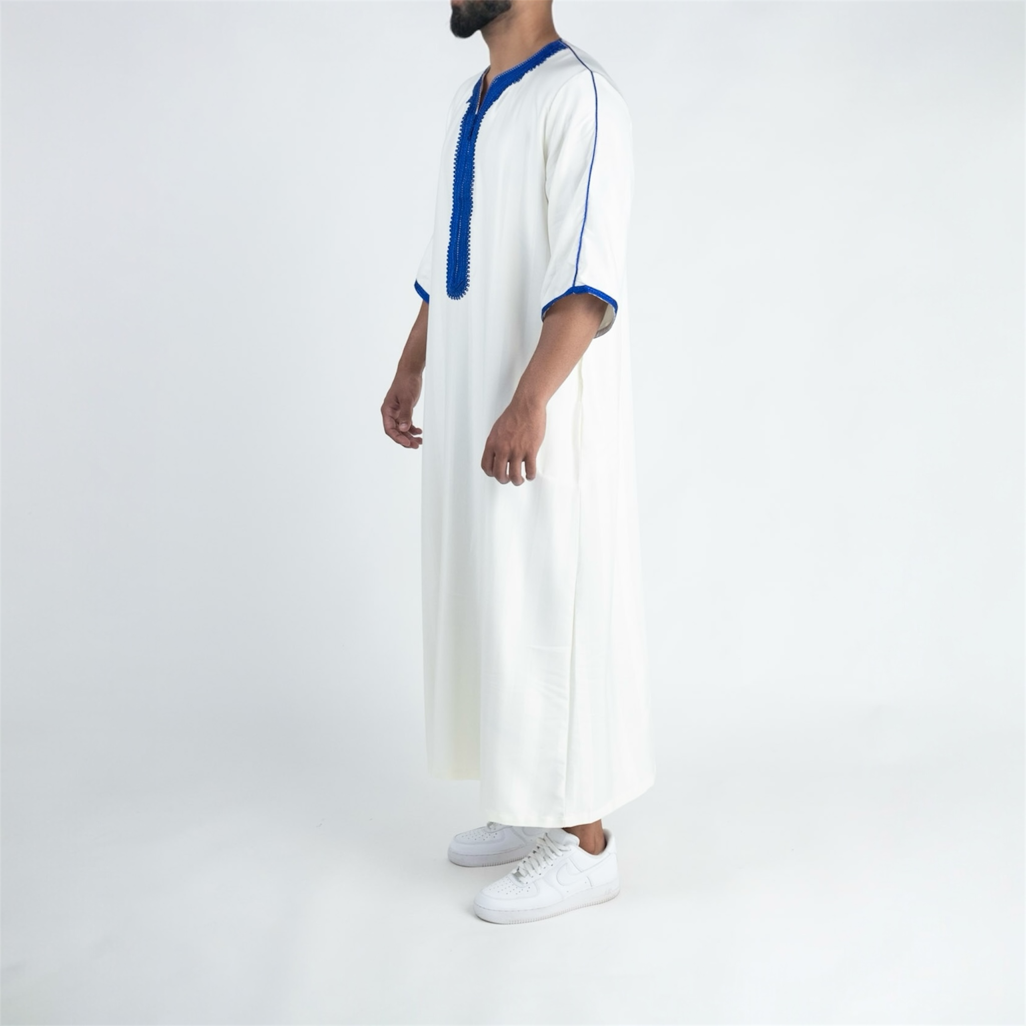 White & Blue Moroccan Thobe