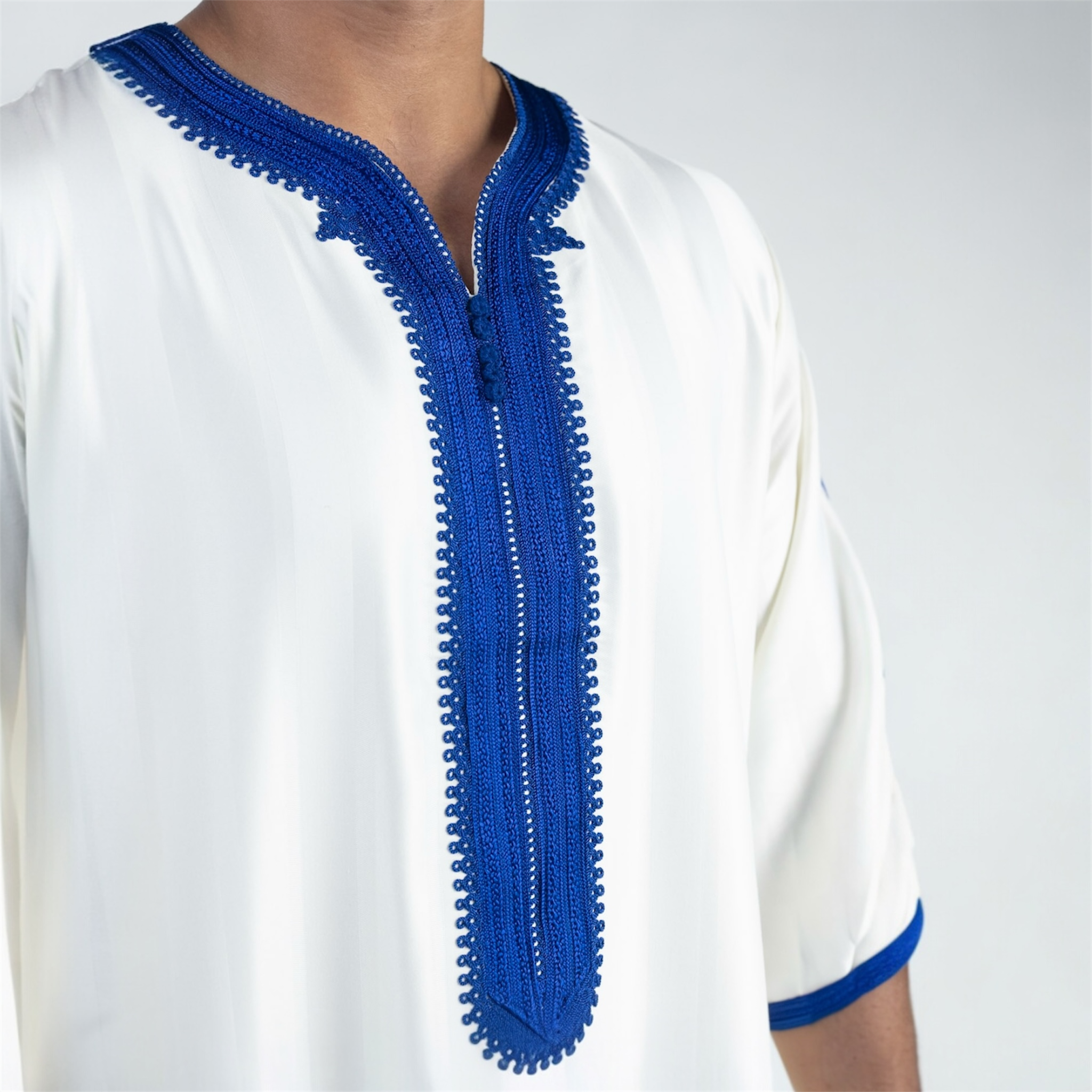 White & Blue Moroccan Thobe