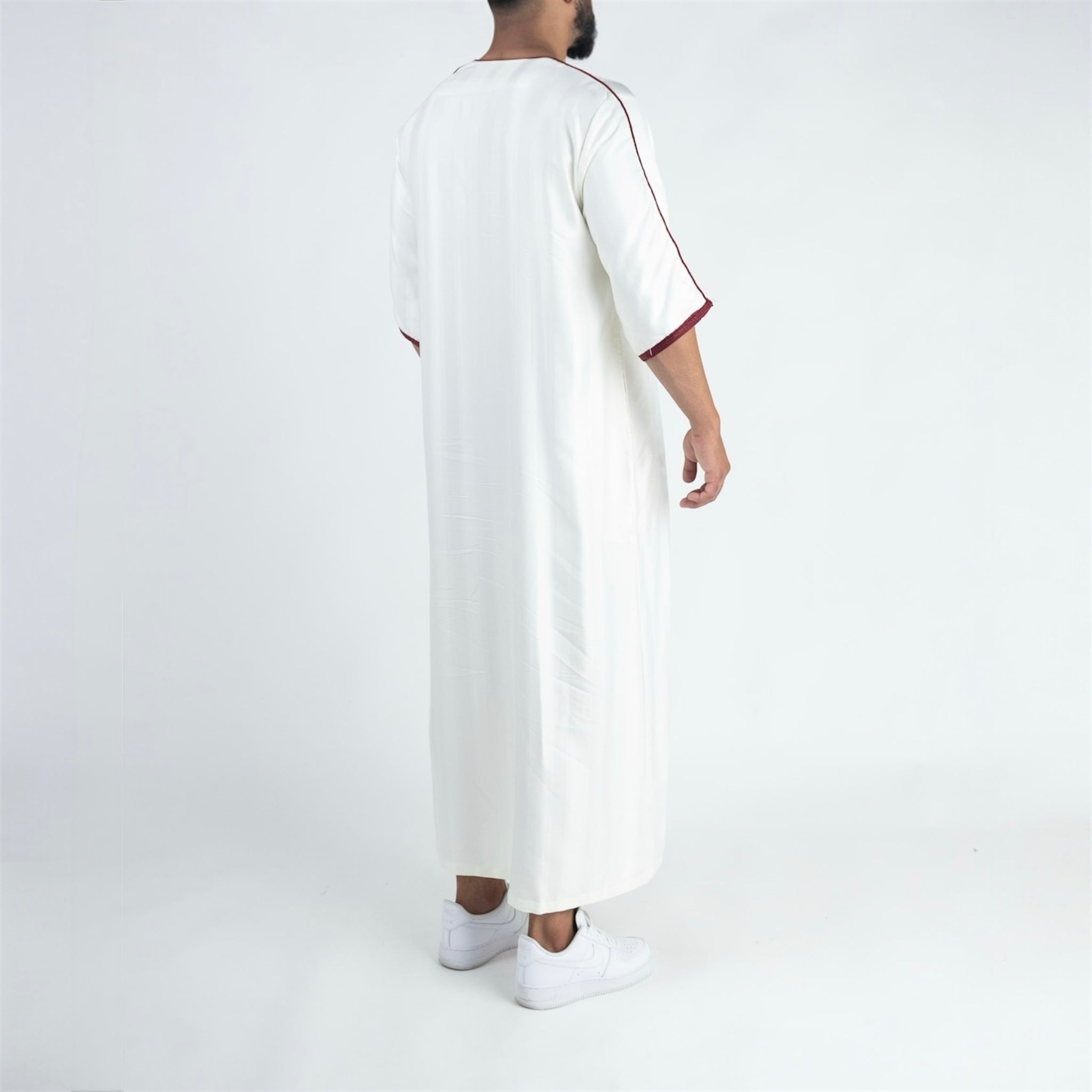 White & Red Moroccan Thobe