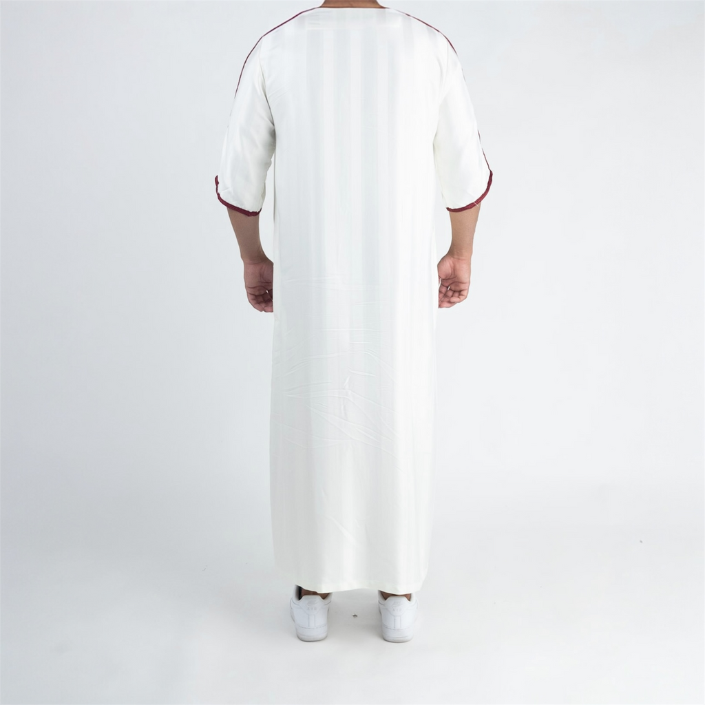 White & Red Moroccan Thobe