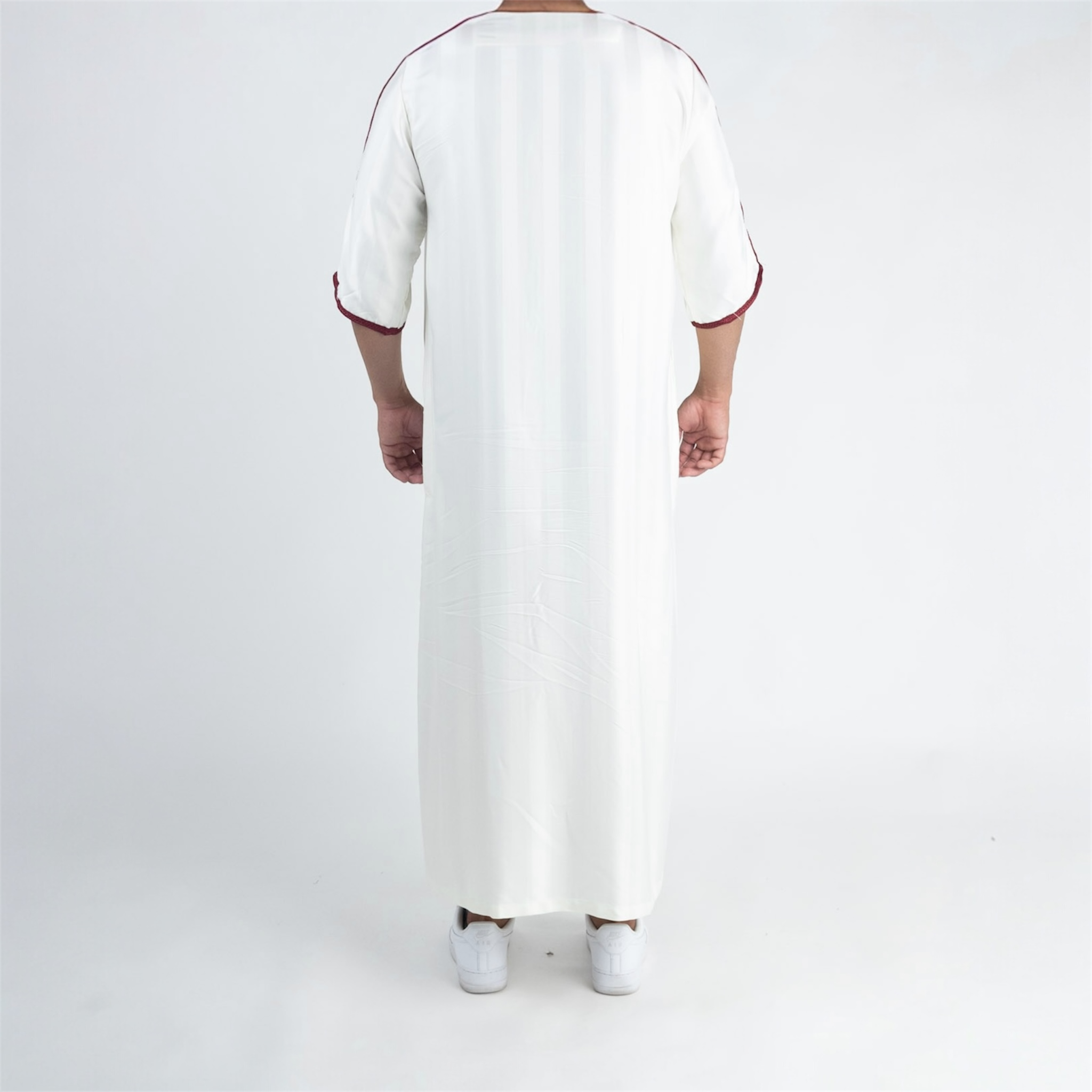 White & Red Moroccan Thobe