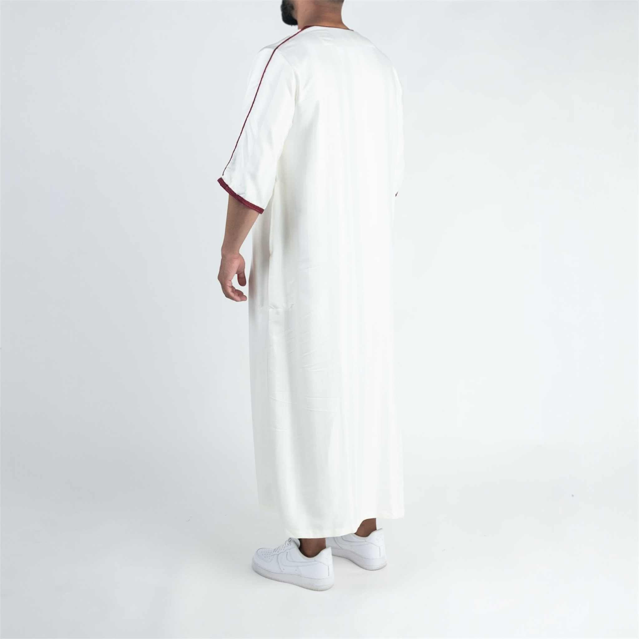 White & Red Moroccan Thobe