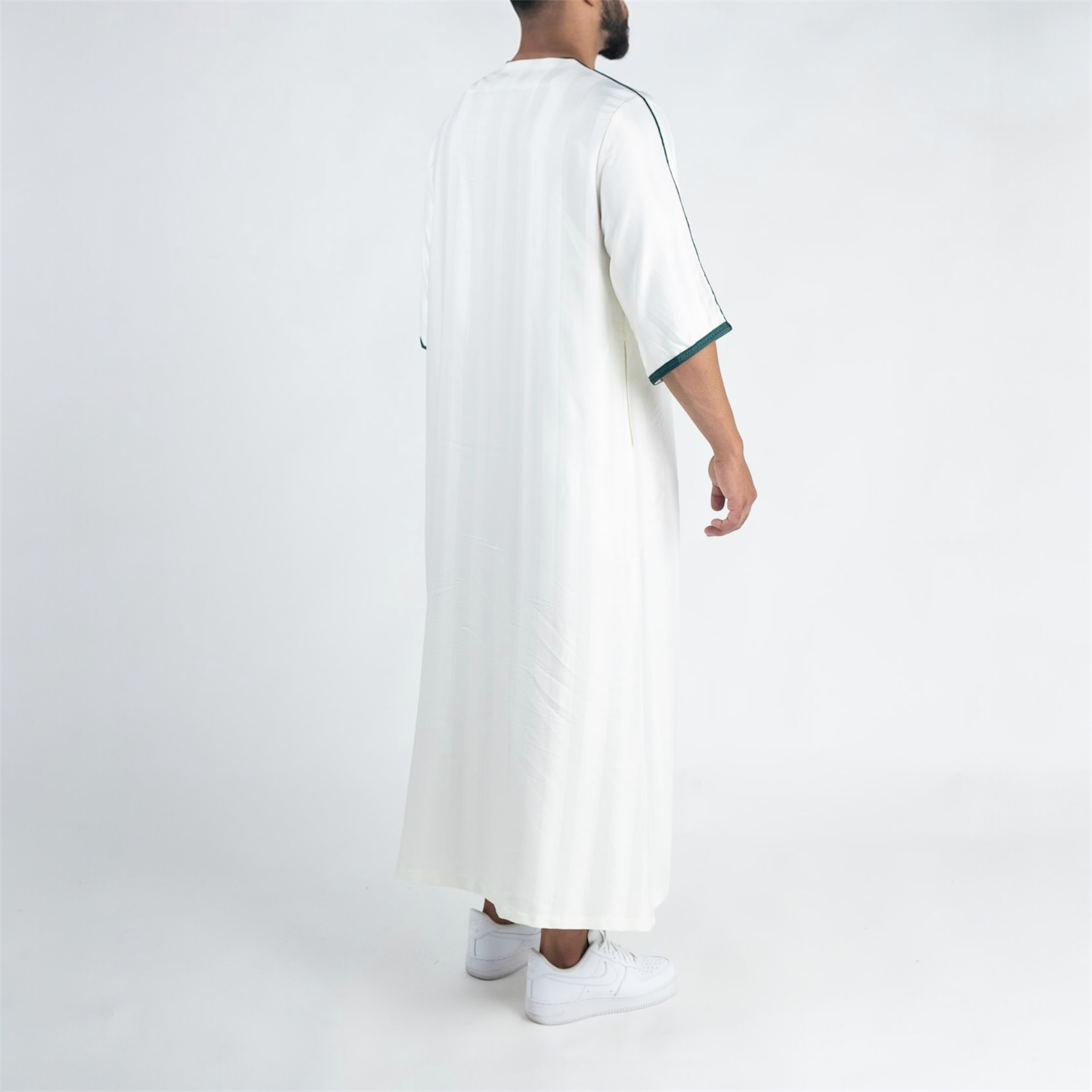 White & Green Moroccan Thobe