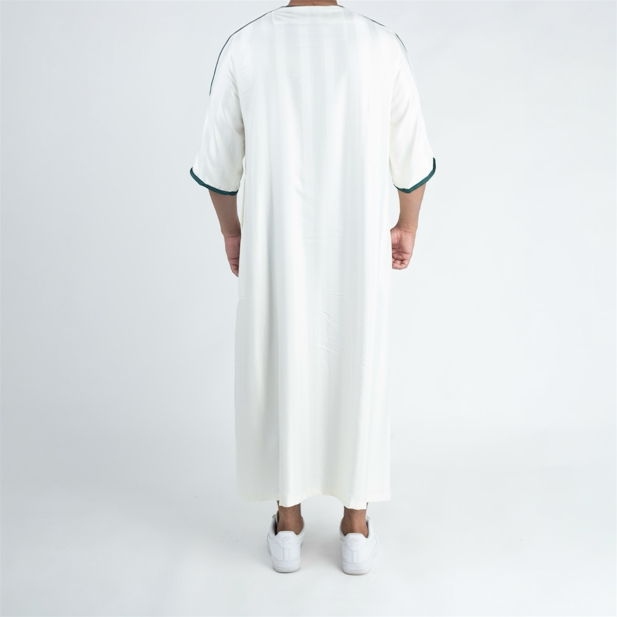 White & Green Moroccan Thobe