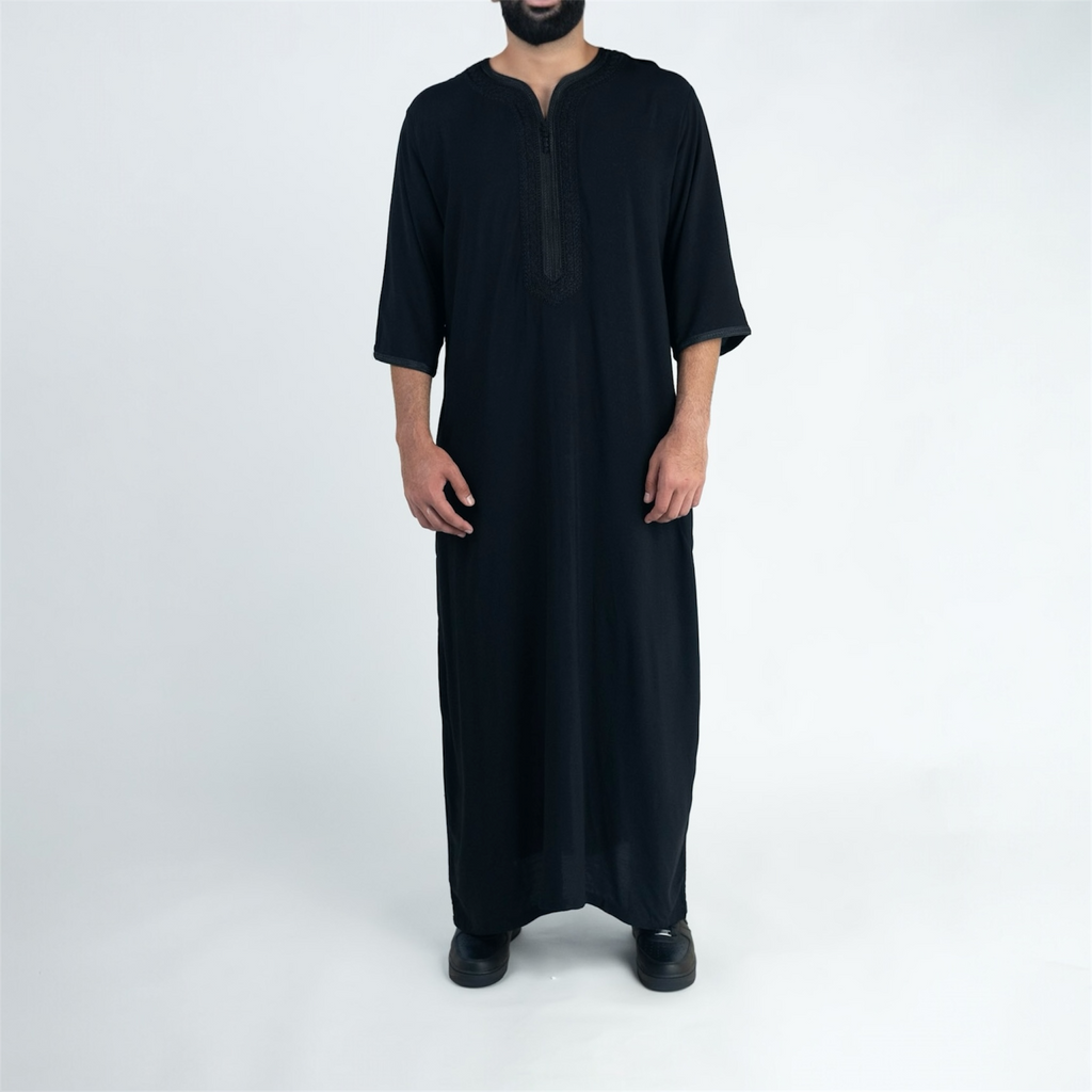Classic Black Moroccan Thobe