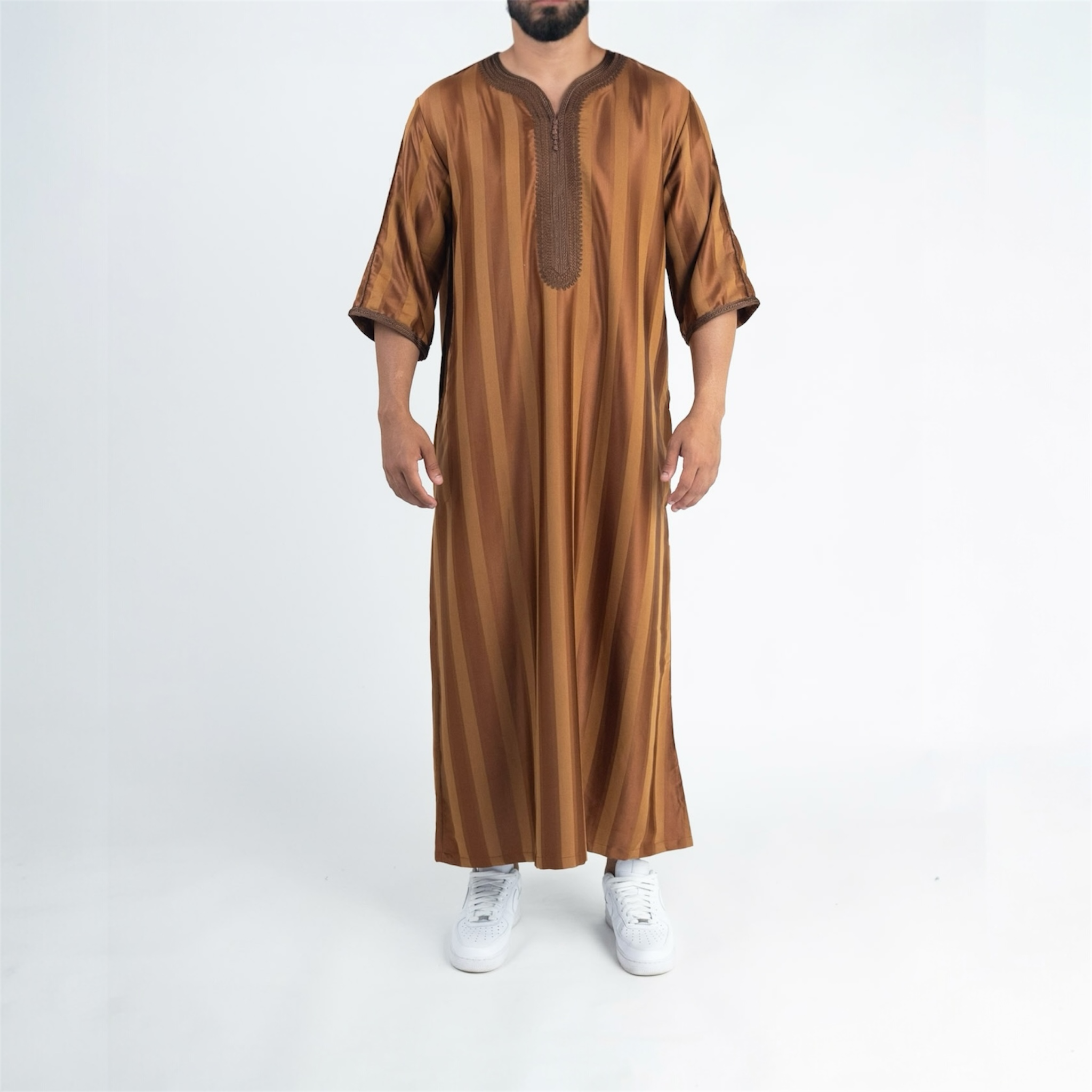 Brown Striped Moroccan Thobe