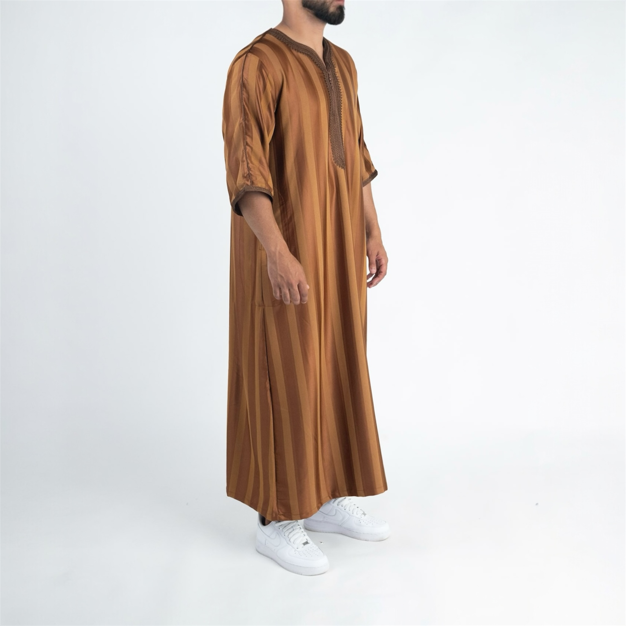 Brown Striped Moroccan Thobe