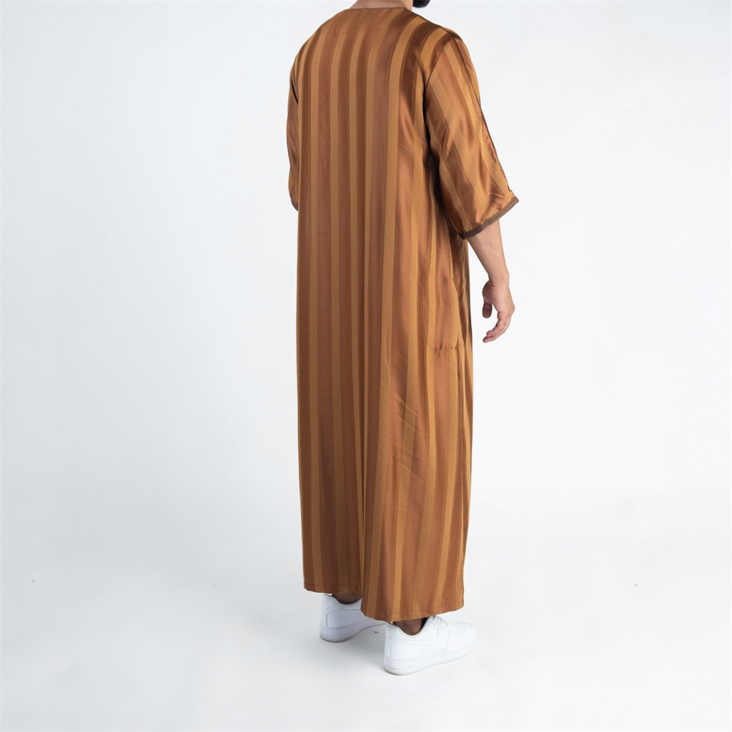 Brown Striped Moroccan Thobe