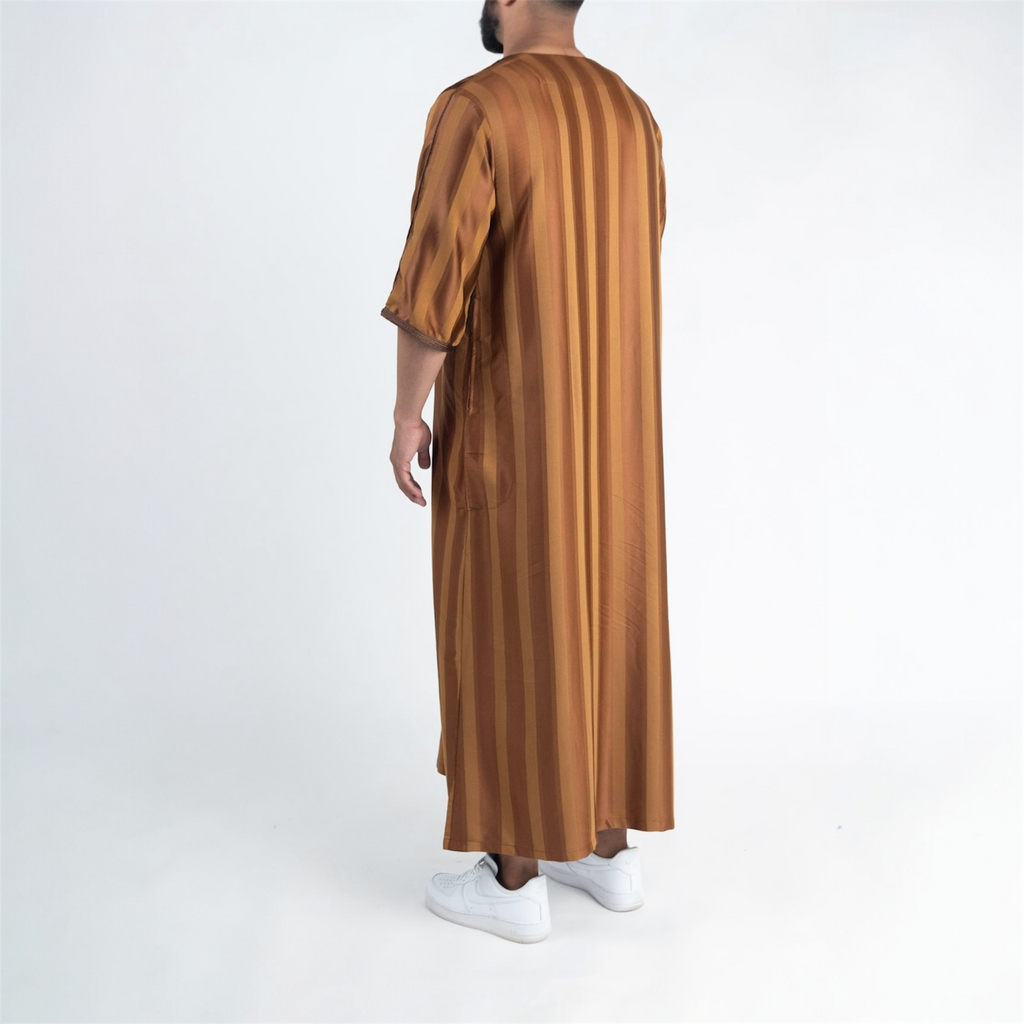 Brown Striped Moroccan Thobe