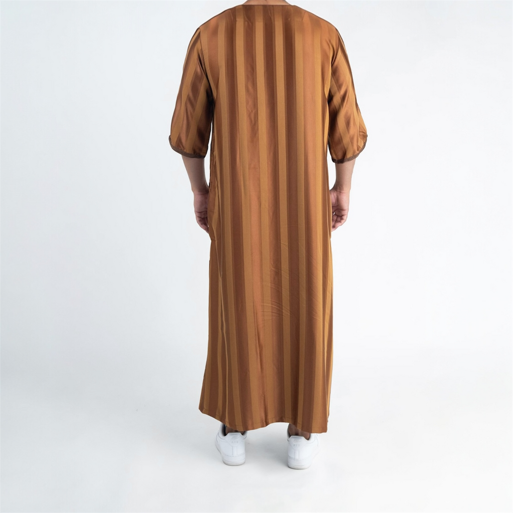 Brown Striped Moroccan Thobe