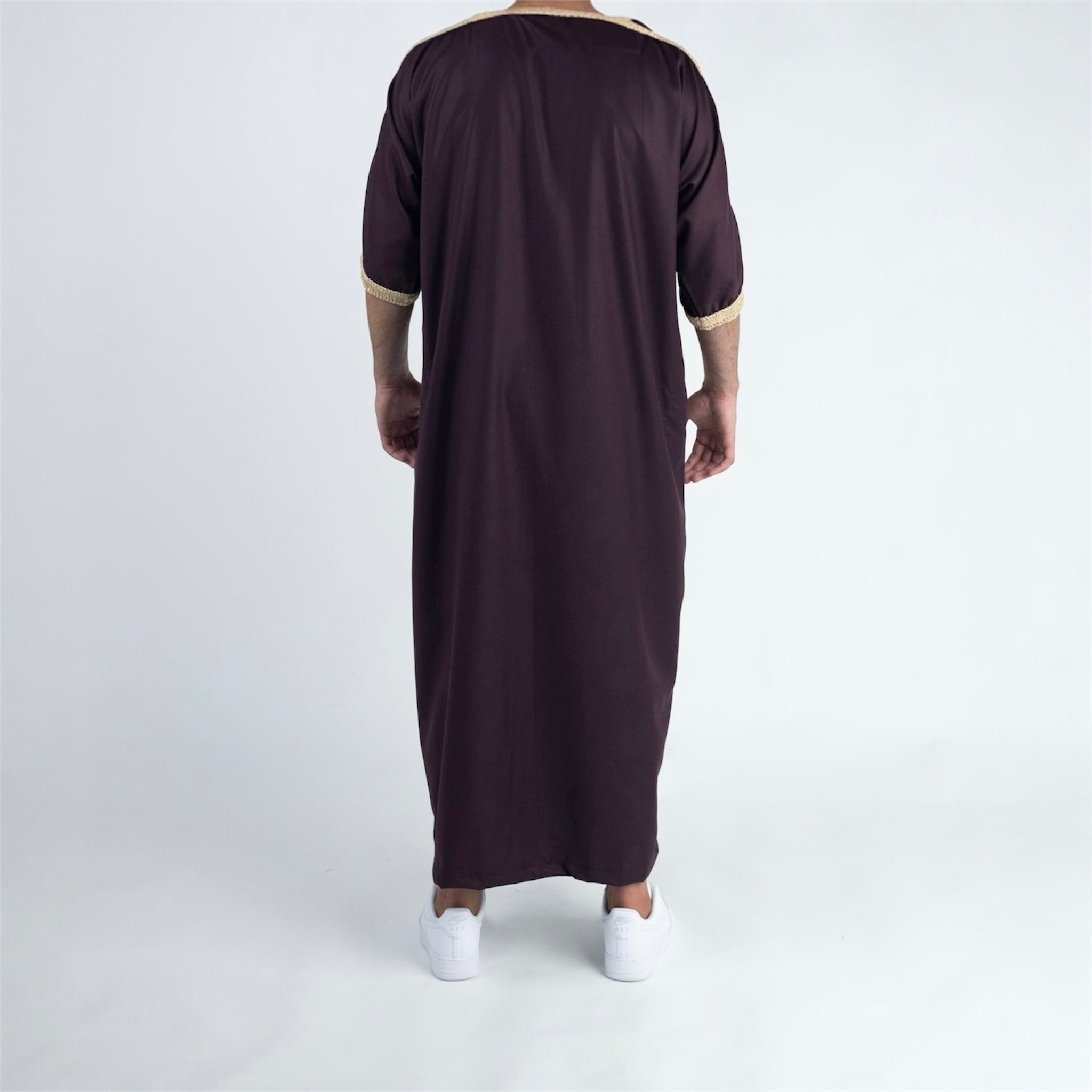 Traditional Burgundy & Gold Moroccan Thobe