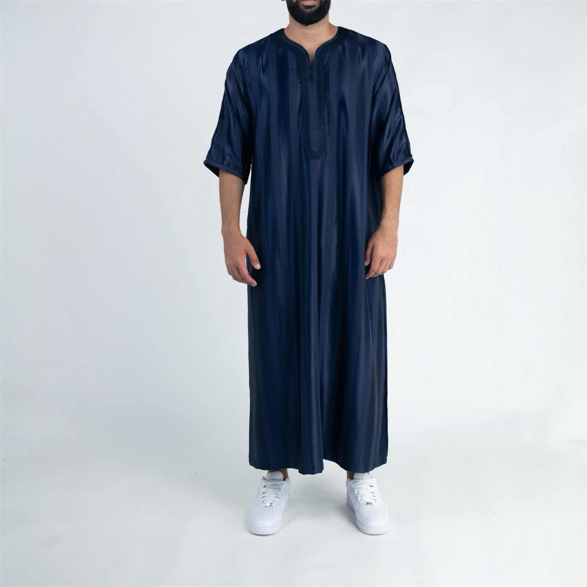 Royal Blue Striped Moroccan Thobe