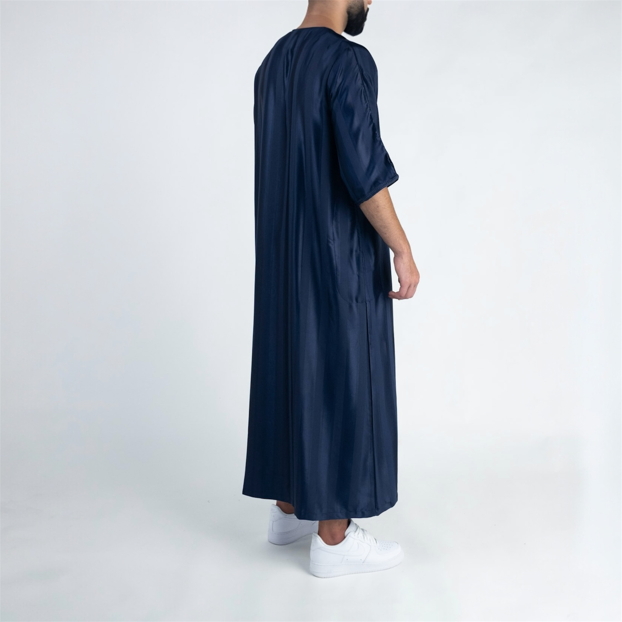 Royal Blue Striped Moroccan Thobe