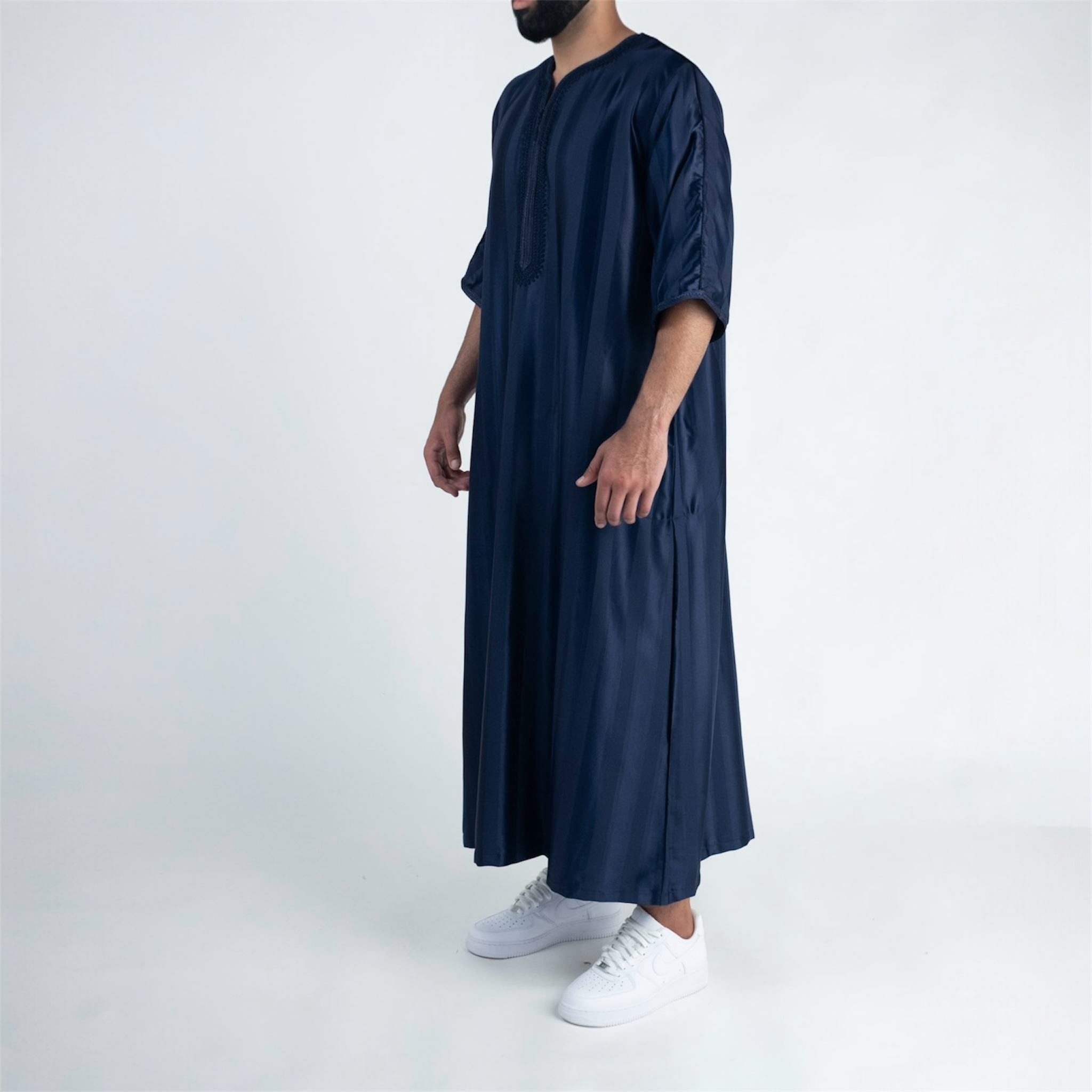 Royal Blue Striped Moroccan Thobe