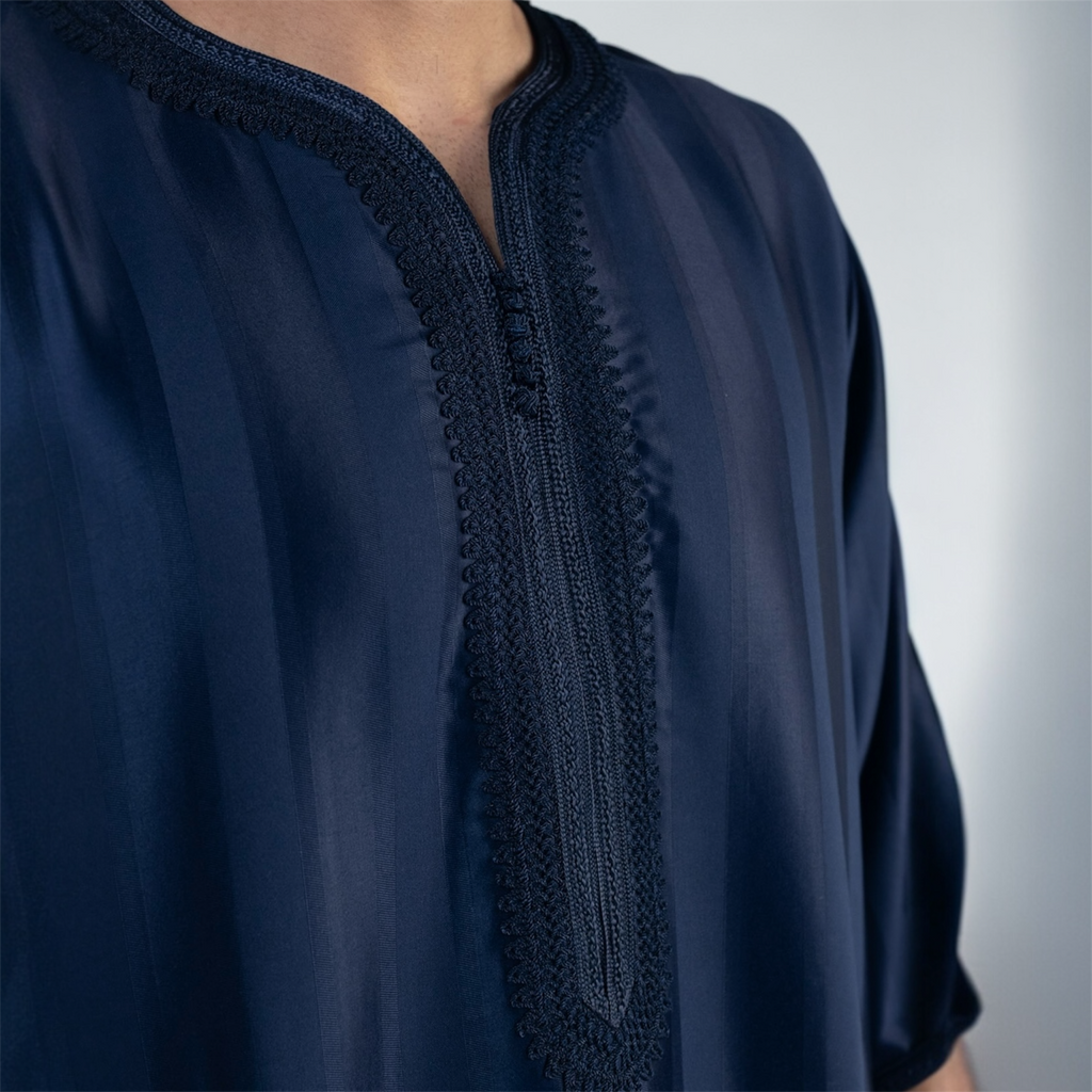 Royal Blue Striped Moroccan Thobe