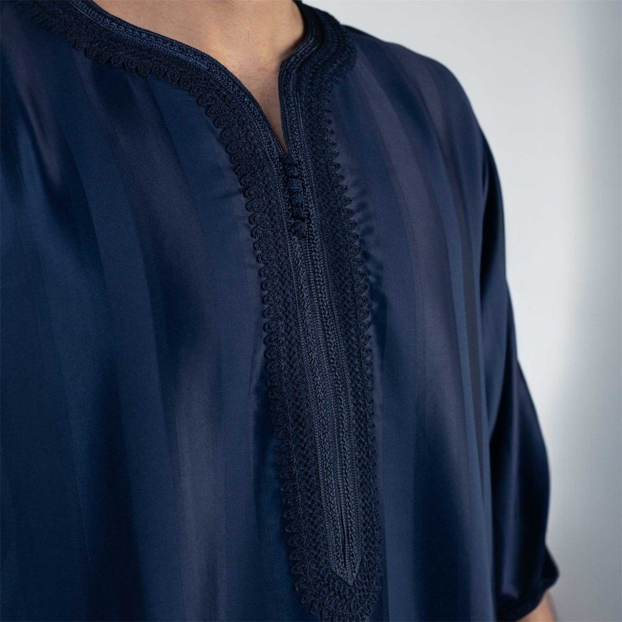Royal Blue Striped Moroccan Thobe
