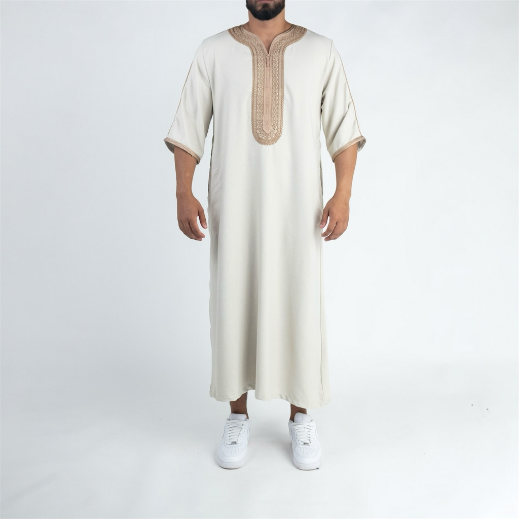Ivory & Beige Moroccan Thobe
