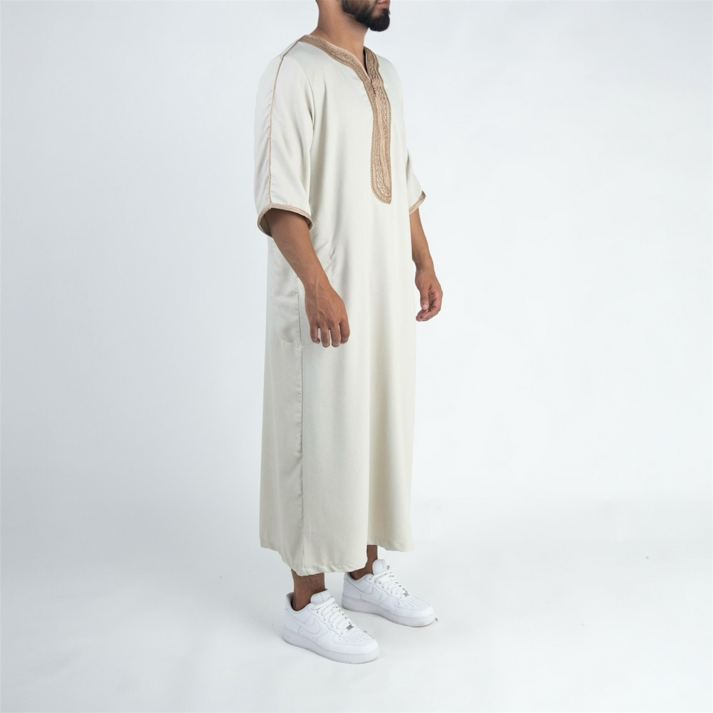 Ivory & Beige Moroccan Thobe