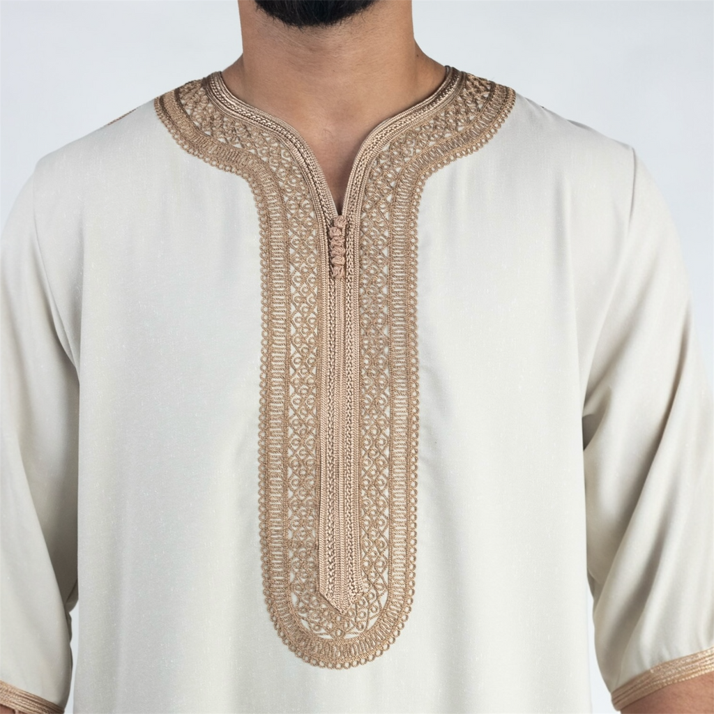 Ivory & Beige Moroccan Thobe