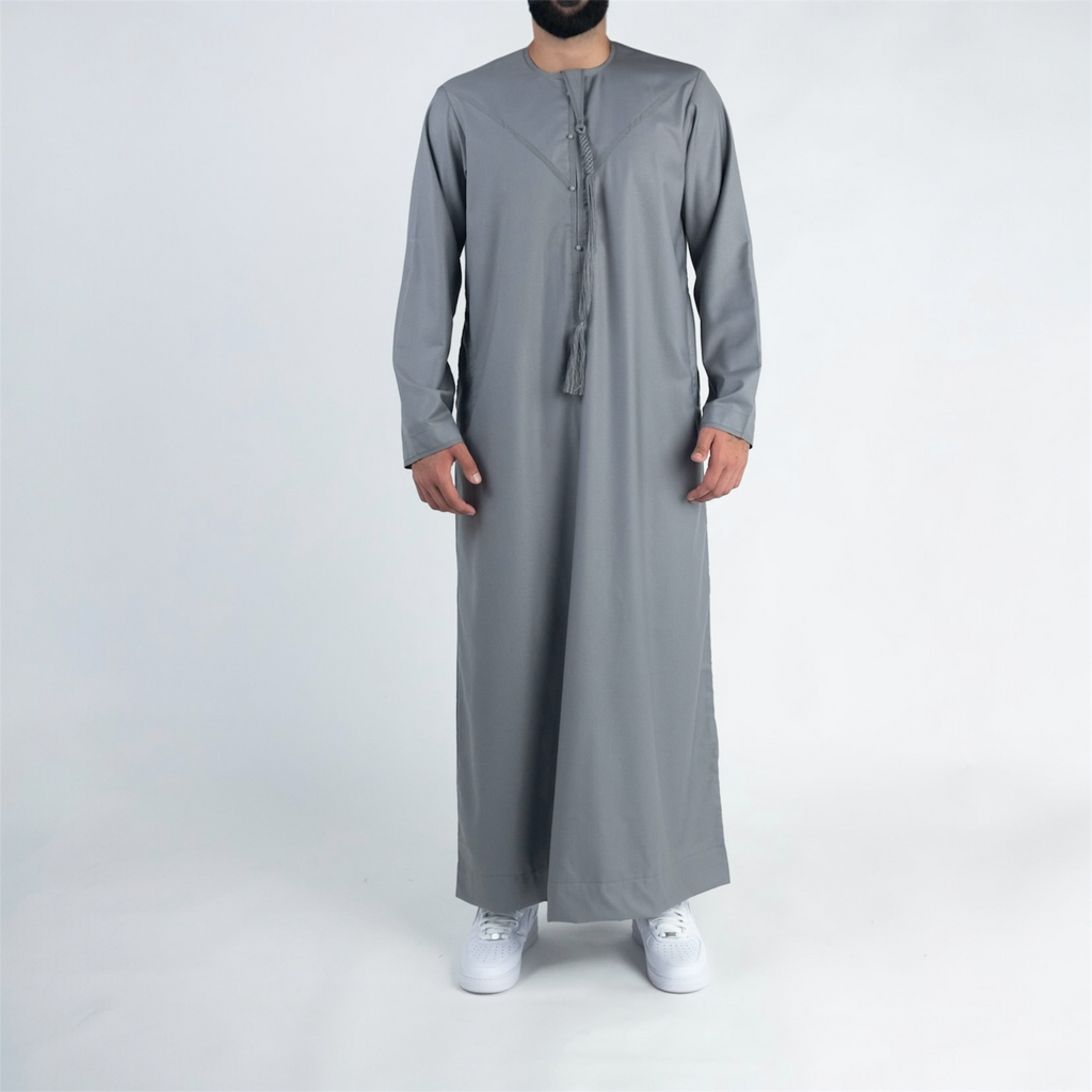 Slate Grey Emirati Thobe + Tassel
