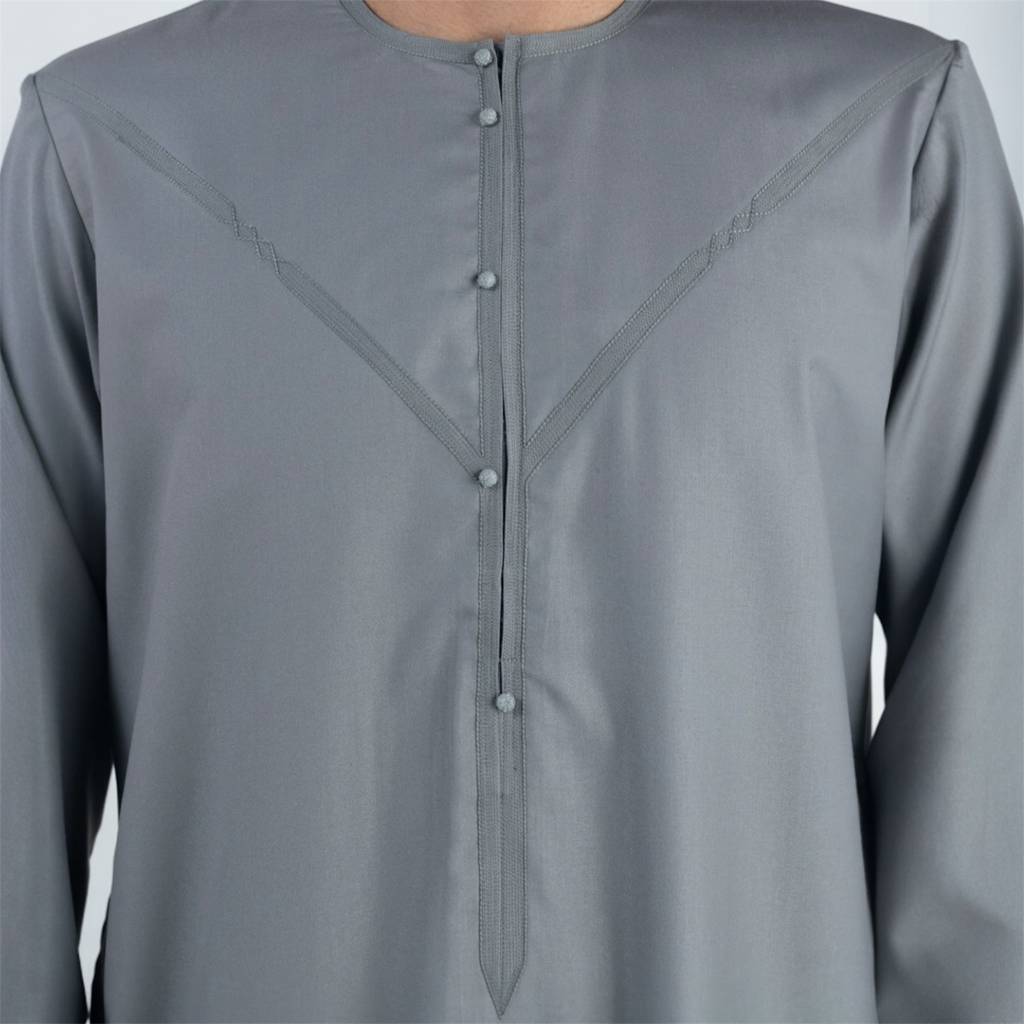 Slate Grey Emirati Thobe + Tassel