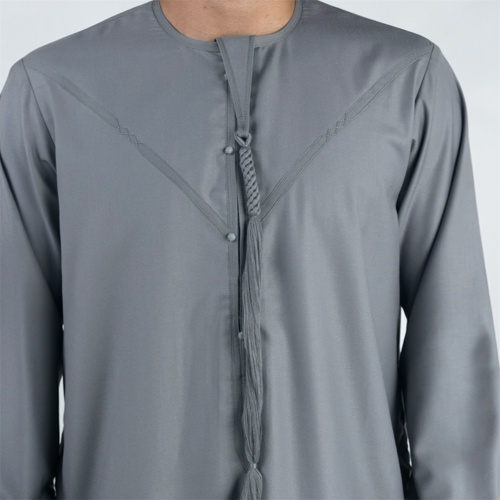 Slate Grey Emirati Thobe + Tassel