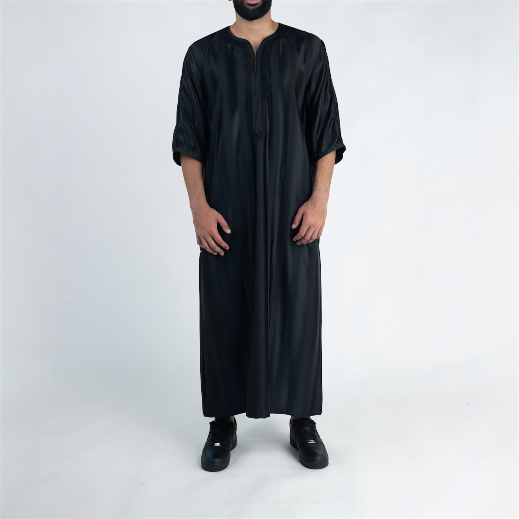 Black Striped Moroccan Thobe