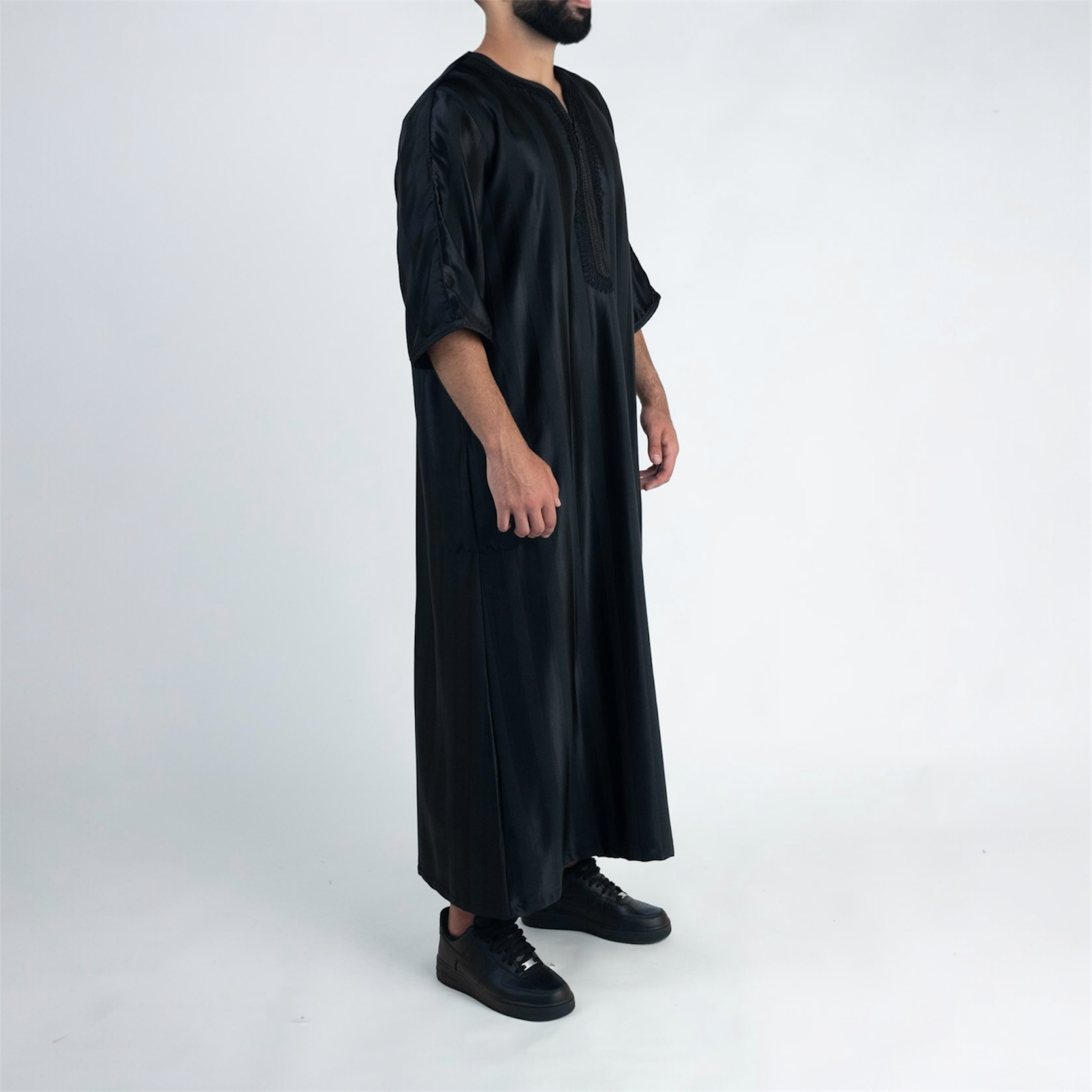 Black Striped Moroccan Thobe