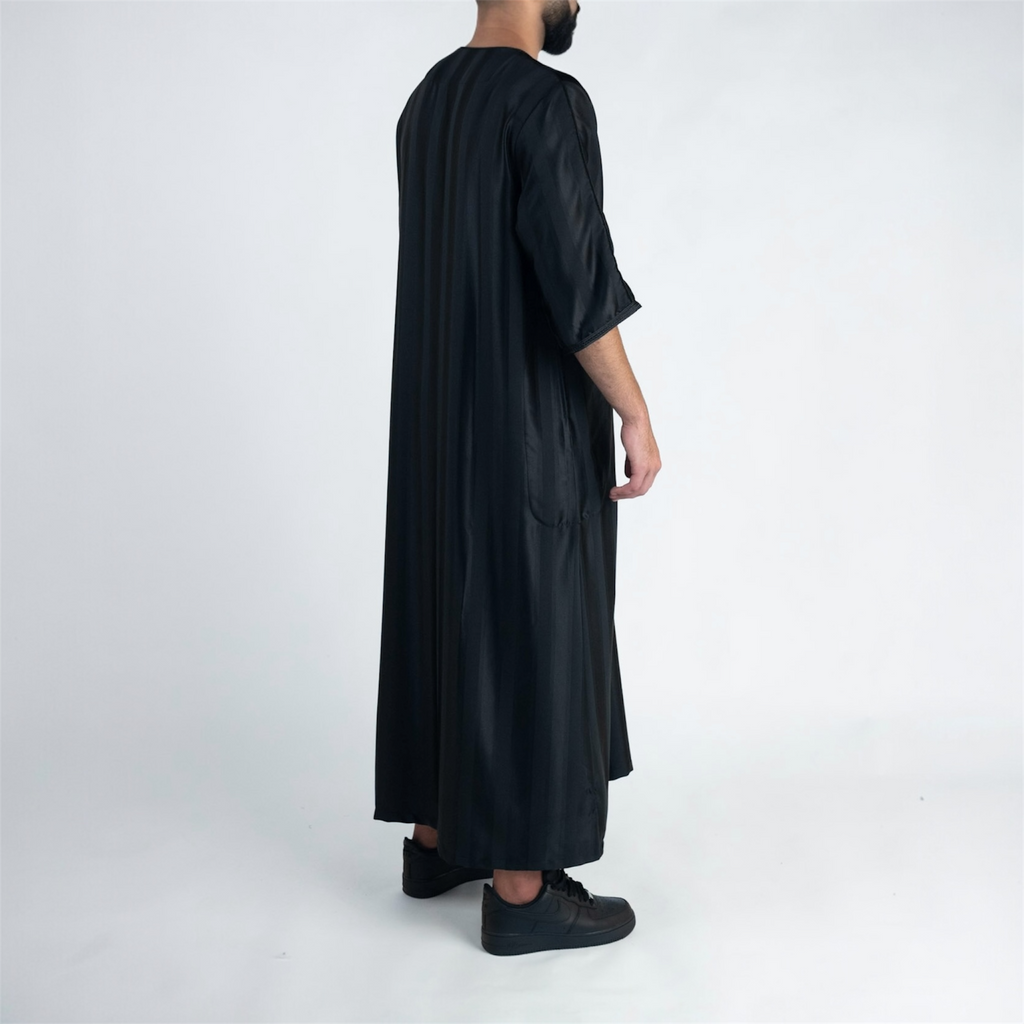 Black Striped Moroccan Thobe