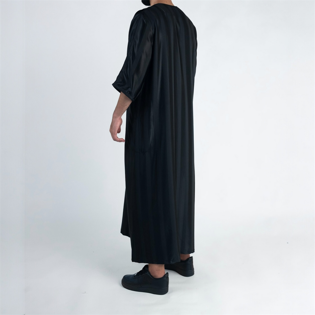 Black Striped Moroccan Thobe