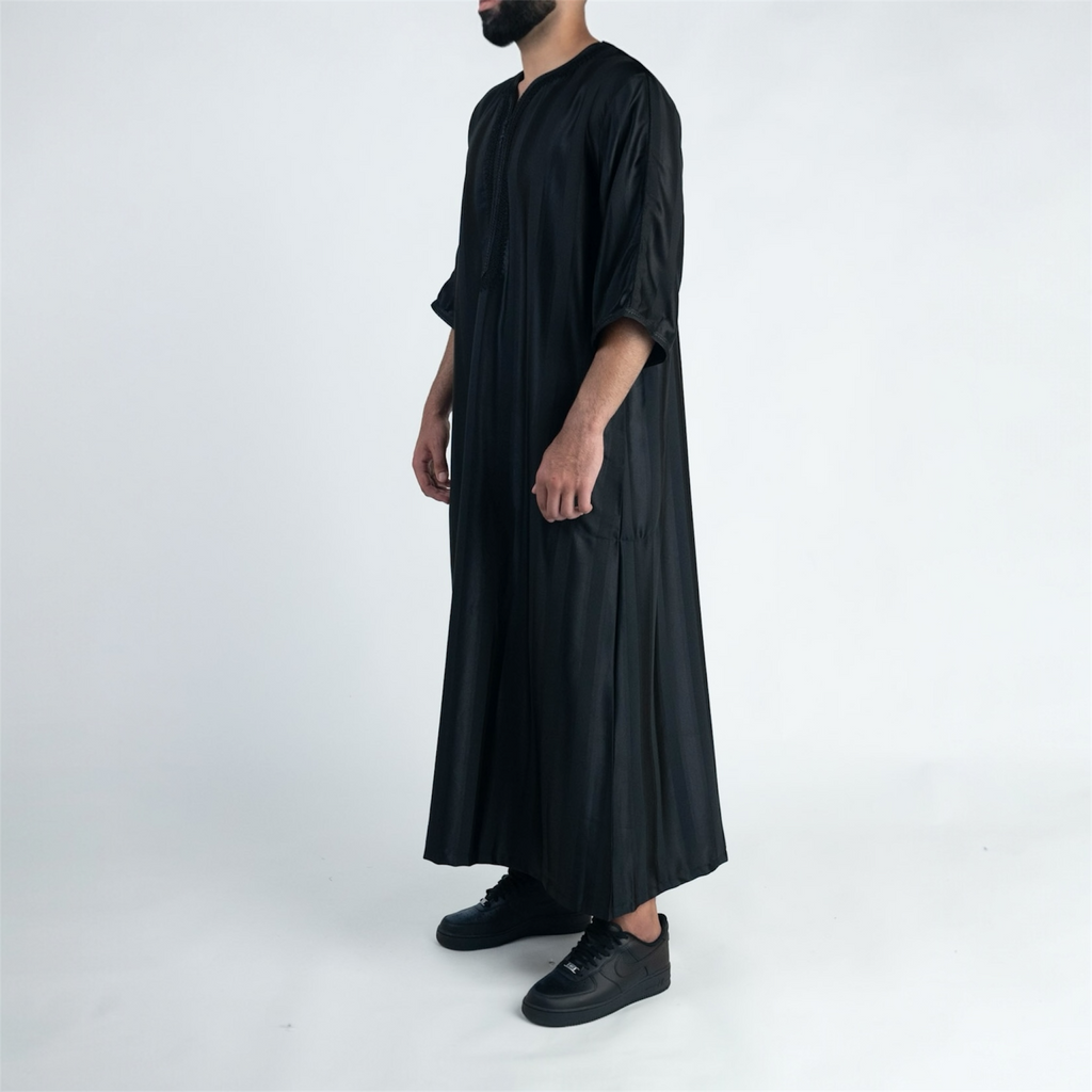 Black Striped Moroccan Thobe