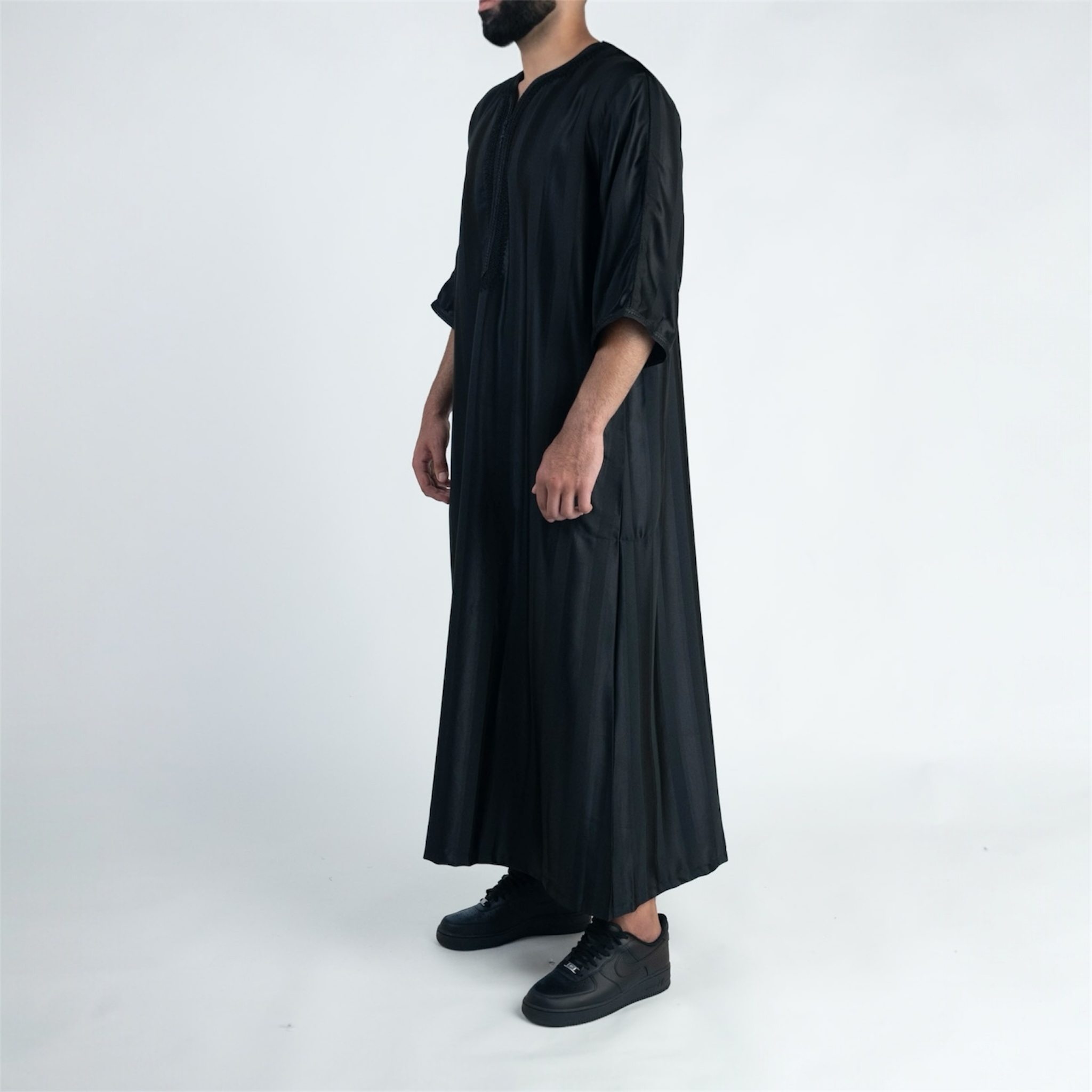 Black Striped Moroccan Thobe
