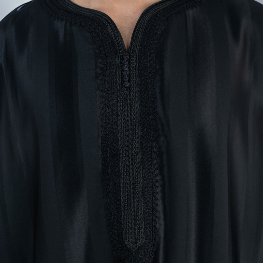 Black Striped Moroccan Thobe