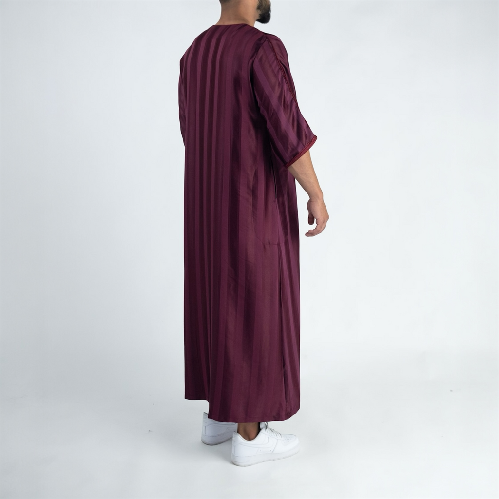 Maroon Striped Moroccan Thobe