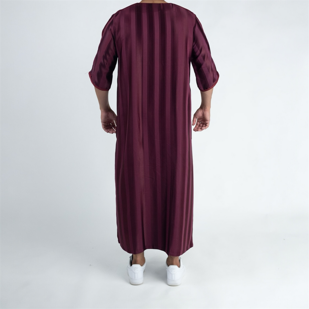Maroon Striped Moroccan Thobe