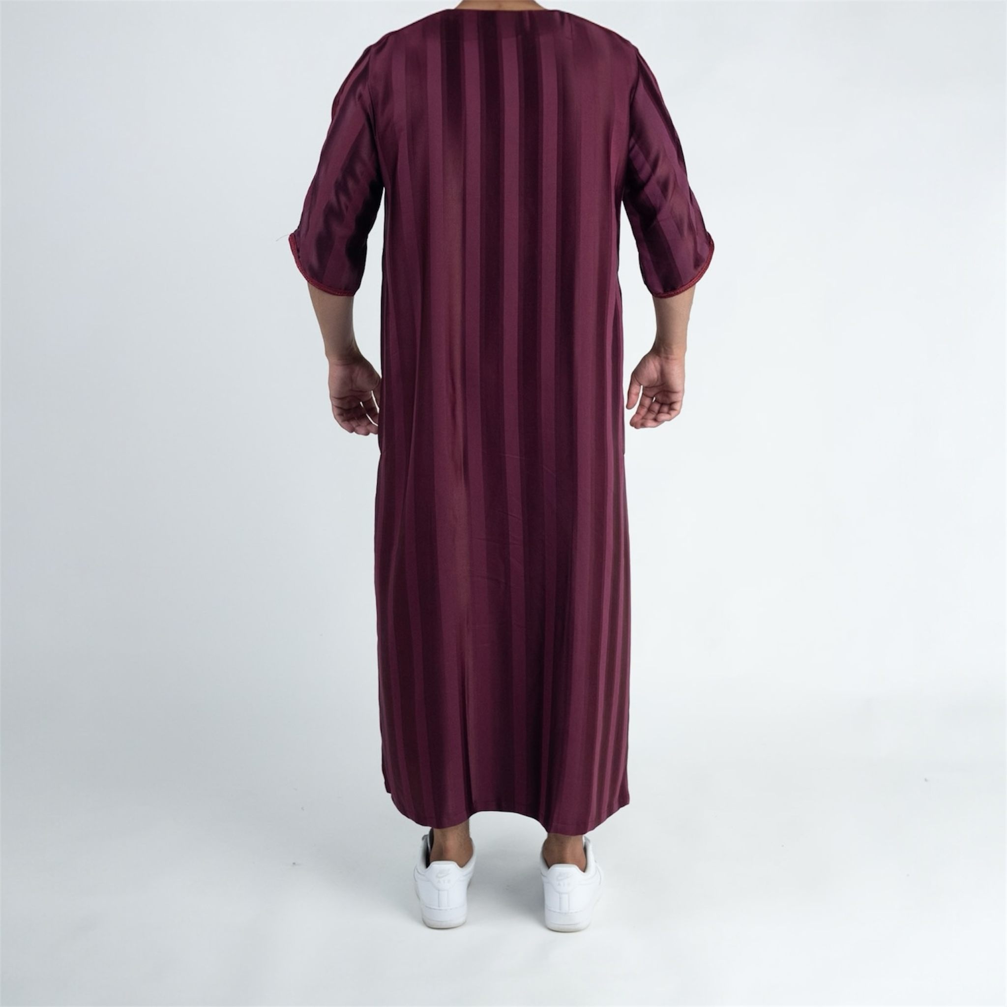 Maroon Striped Moroccan Thobe