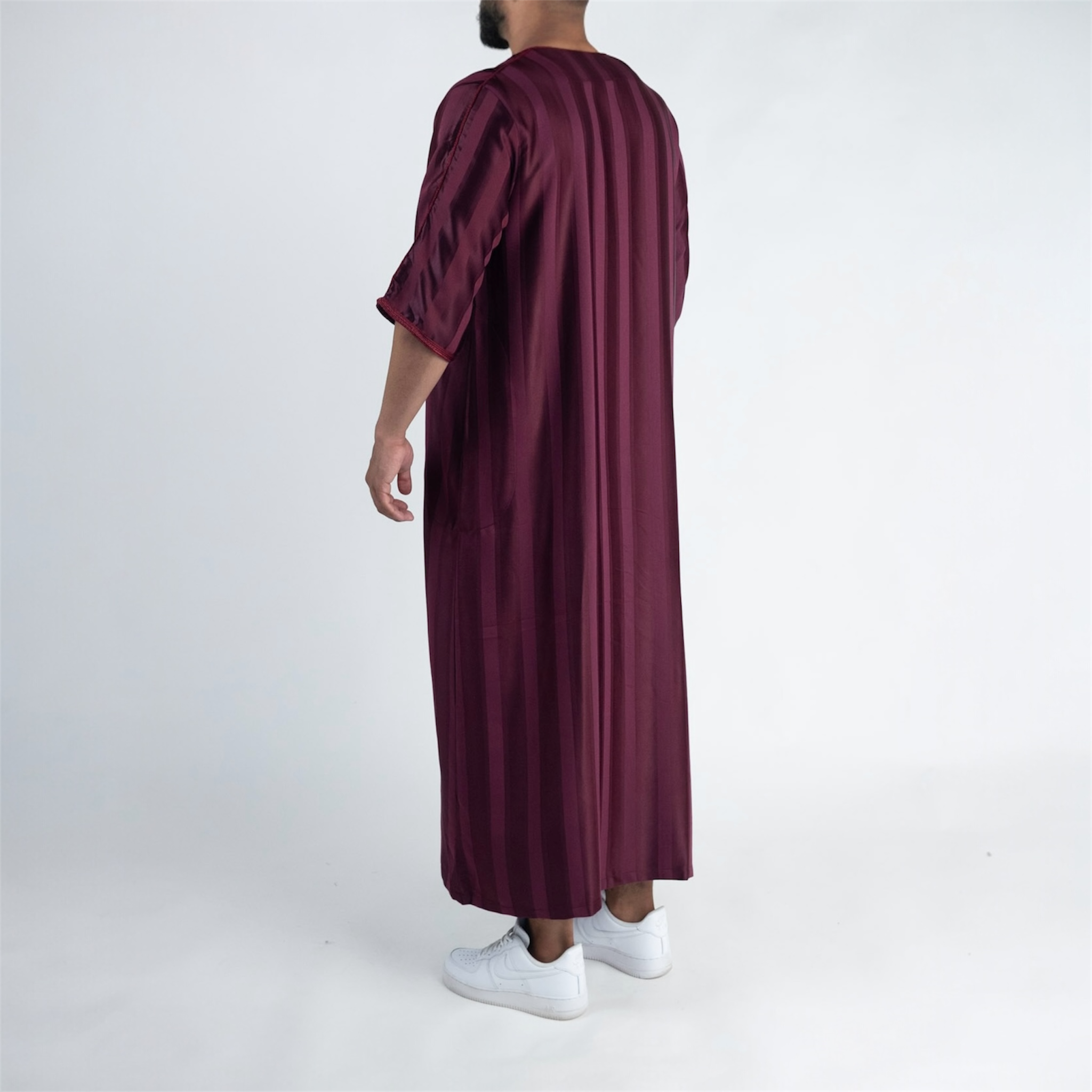 Maroon Striped Moroccan Thobe