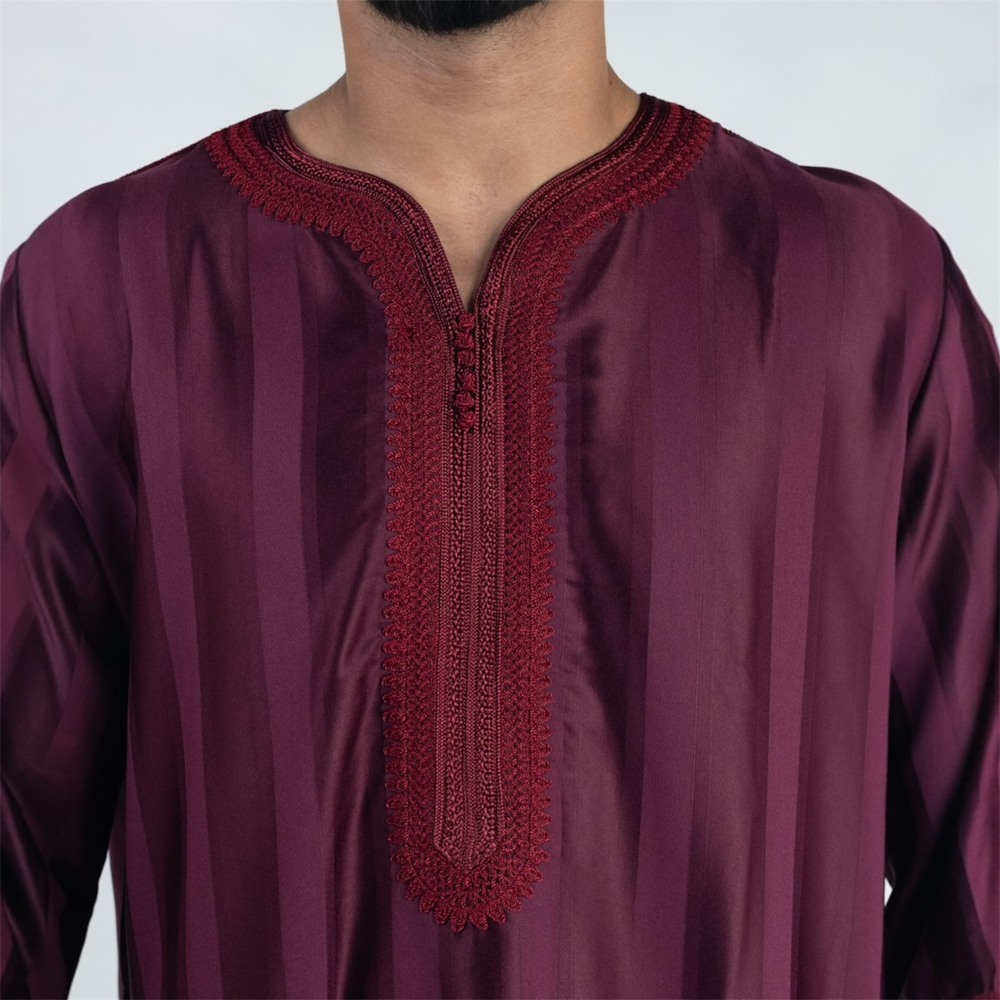 Maroon Striped Moroccan Thobe